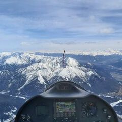 Flugwegposition um 13:58:35: Aufgenommen in der Nähe von Gemeinde Leutasch, Österreich in 3665 Meter